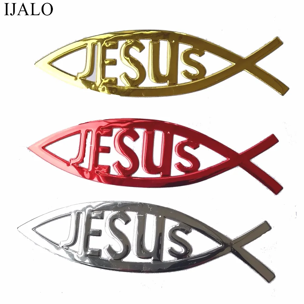 Jesus fish 3D car sticker soft PVC Chromed emblem badge