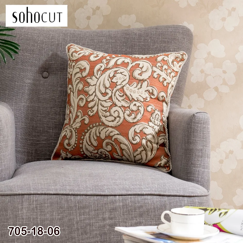 Pure Decorative Cotton Linen Throw Pillow Sofa Office Back Cushion