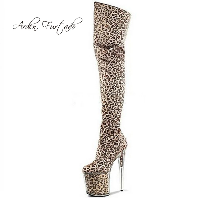 

Arden Furtado Fashion Women's Shoes spring autumn round Toe Stilettos Heels Zipper Sexy Elegant platform Women's leopard Boots