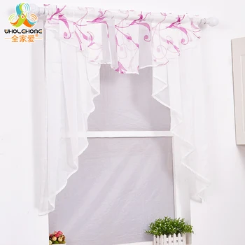 

Voile Roman Curtain Window Treatment Pastoral Leaves Cafe Curtain Decoration Living Room Home Textile 3 Colors 5 Sizes 1 PCS