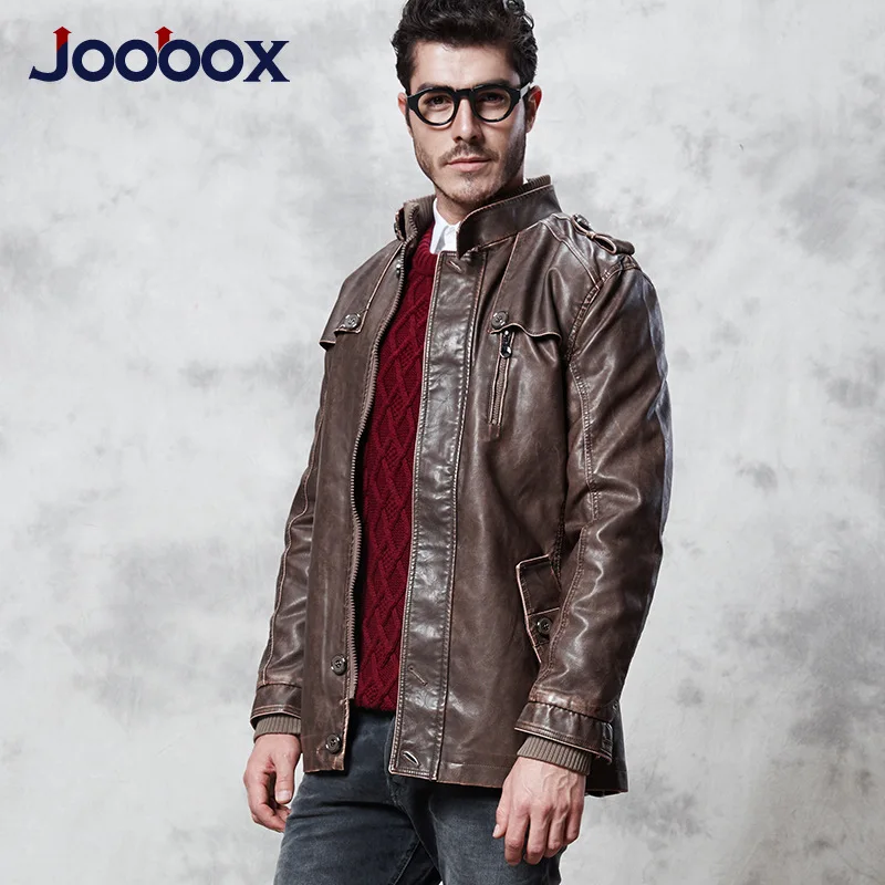 JOOBOX Роскошные зимние мужские пальто теплая куртка ретро мужская кожаная плюс