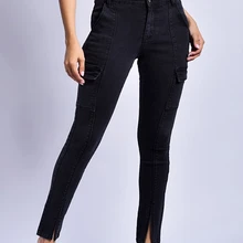 KENNTRICE Slim Fit черные джинсы для женщин боковой карман карандаш брюки для девочек Женский Push Up Винтаж узкие джинсовые штаны