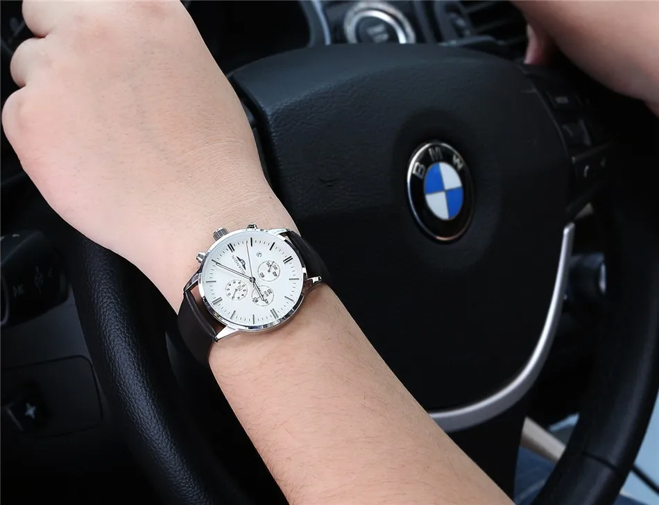 GUANQIN Quartz Watch Mens Watches Top Brand Luxury Chronograph Clock Men Sport Waterproof Leather Wristwatch relogio masculino