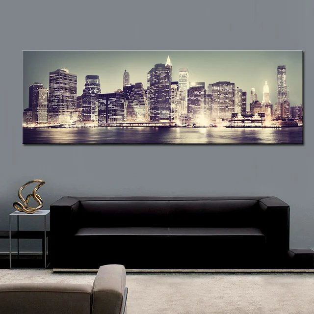 1 Panneau Moderne City night Paysage Mur Art Peinture Urbaine ... 1 Panneau Moderne City night Paysage Mur Art Peinture Urbaine ...