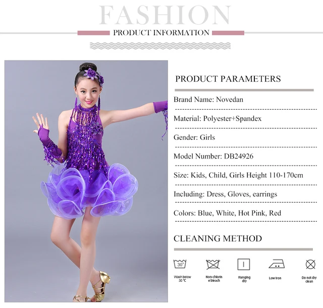 Vestito Da Ballo Latino Per Bambine Con Frange - Costume Salsa Competizione, Verde Taglia 140cm - Foto 7