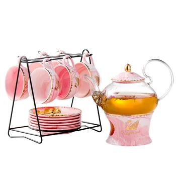 

Brief Swan Infuser Glass Tea Pot Set Marble Insulated Glaze Ceramic Teapot Cup Set Chinese Kongfu Tea Flower Tea Maker Gift Box