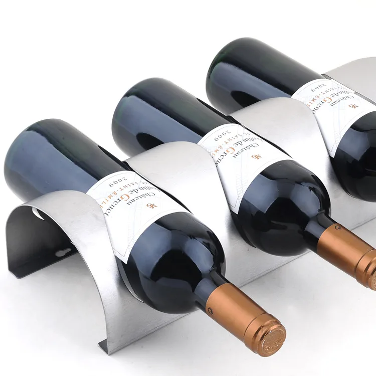 Настенная полка для вина из нержавеющей стали, декоративные настенные винные стойки-4 Подставка для бутылки вина(33-4