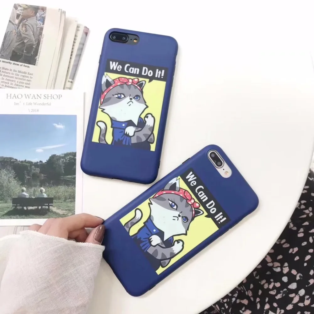 Ретро цвет чехол для iPhone 6 7 8 Plus X телефон случаях тигр кошка милый мультфильм