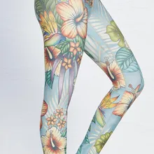 Женские эластичные узкие штаны с цветочным принтом и принтом листьев для тренировок в тренажерном зале для йоги бега занятий спортом леггинсы для фитнеса дропшиппинг