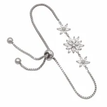 Baiduqiandu бренд сверкающий цветок кубического циркония фианит, циркон, кристалл регулирующим шнурком Браслеты для Для женщин