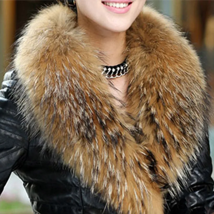 

100% Warm Real Natural Fur Collar Winter Autume Women Scarfs Fashion Coat Sweater Scarves Luxury Raccoon Fur Dog Fur Neck Cap