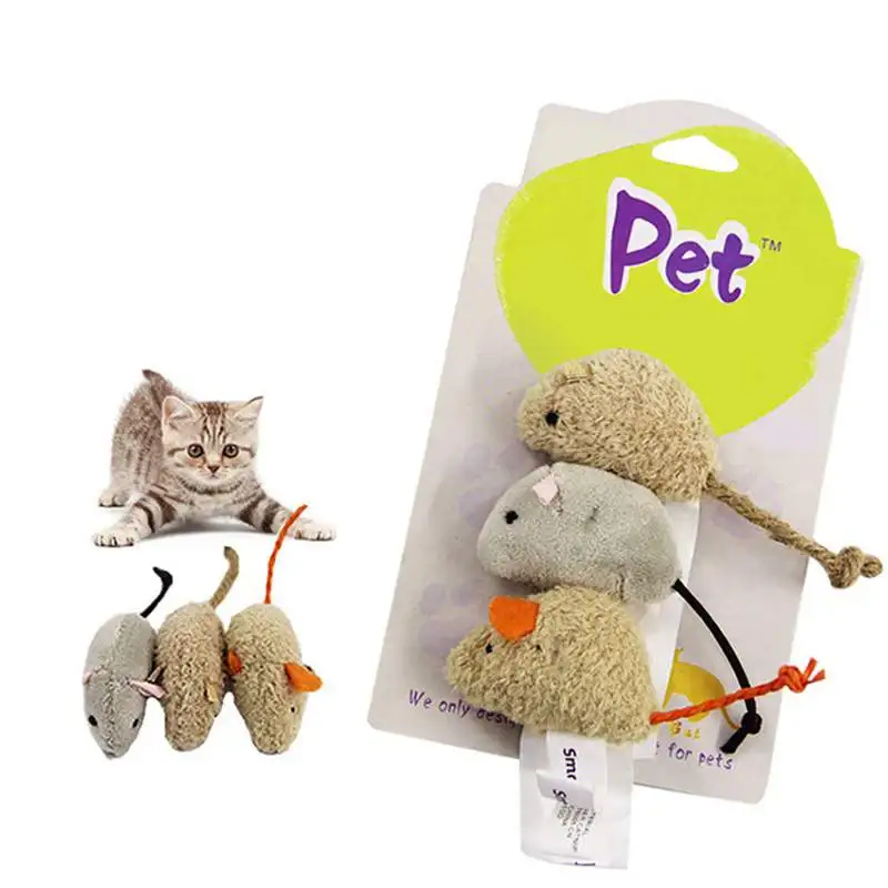 

Pet Cat False Mice Shape Toy Plush Toy Furry Kitten Funny Playing Toys Mice Rattle Mouse Catnip Interactive Play 3pc