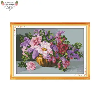 

Joy Sunday H324 Free Shipping 14CT 11CT Stamped and Counted Home Decoration The Blossoming Flowers Embroidery Cross Stitch