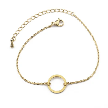 

10PCS Rose Gold Eternity Delicate Petite Circle Of Life Geometric Round Good Luck Sparkling Karma Bracelet For Women Pulsera
