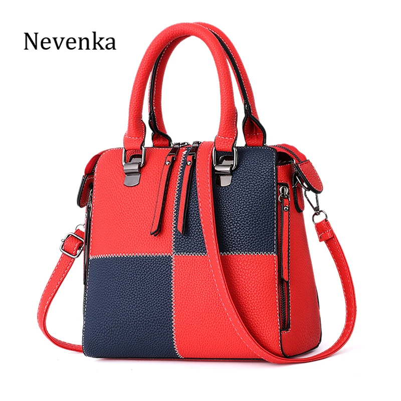 

NEVENKA Women Handbag Women's Patchwork Lattice Designer Solid Color Shoulder Bags Female Zipper Message Bag Lady Casual Tote
