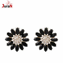 JURAN для женщин цветок серьги гвоздики для мода простой стиль полный серьга с оригинальными стразами 3 цвета F3104