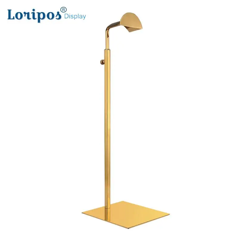 

Stainless Steel Hat Holder Bracket Floor Stand Titanium Gold Handbag Hook Stand Table Wig Hanging Display Rack Hangbag Rack
