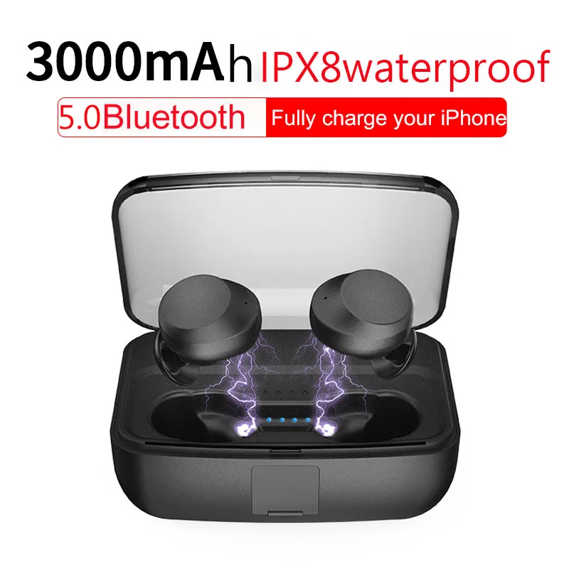 

New IPX8 Waterproof True Wireless Bluetooth 5.0 earbuds Professional Hifi Earphone Touch control TWS Headset with charging box