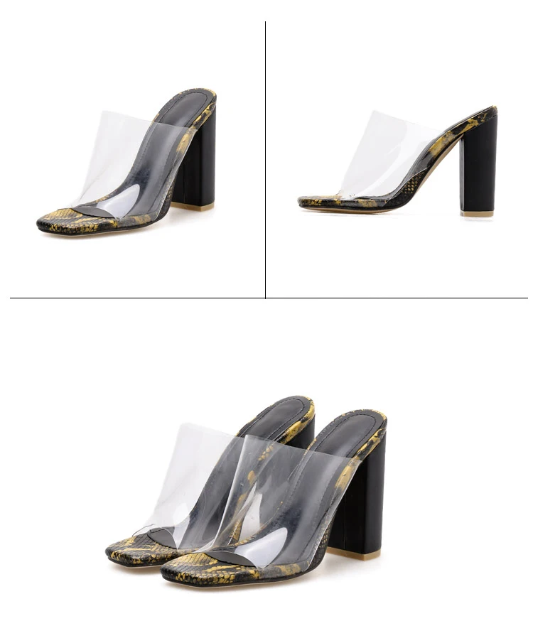 Aneikeh/ г. Модные пикантные прозрачные Шлепанцы из ПВХ, новинка, женская обувь с открытым носком на высоком квадратном каблуке