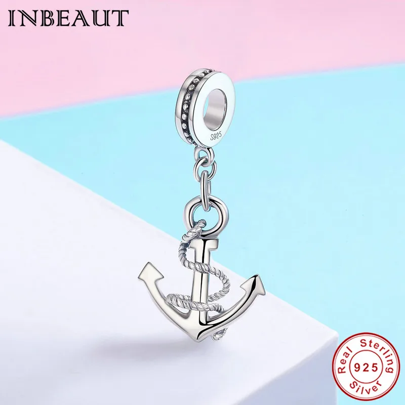 

fit Pandora Bracelet 925 Sterling Silver Caribbean Ship Anchor Beads Ancient Ocean Boat Rope Original S925 Charm Europe Jewelry