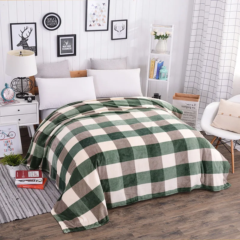 Hot Sale Flannel fleece Soft Plaid Blanket Multifunction ...