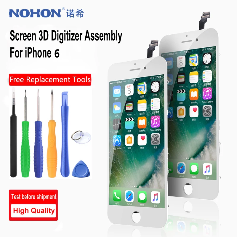 

NOHON AAA+++ 3D Touch Screen For Apple iPhone 6 6S 7 8 LCD Display Screen Digitizer Assembly With Frame No Dead Pixel Free Tools