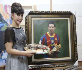 

GOOD ART--Artist TOP Custom football Germany Brazil Russia Portugal Football star picture oil painting --100% hand painted work