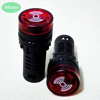 

10pcs/lot Flash Buzzer 12v 24v 220v 22mm mounting size Beep Indicator Red AD16-22SM LED Indicator Light Warm Instrument