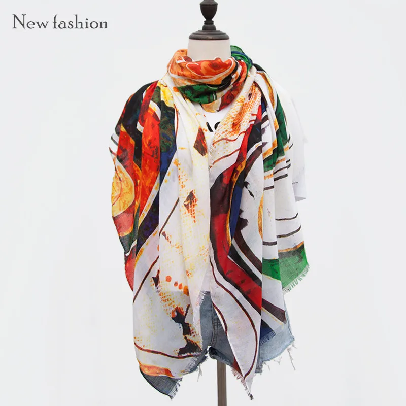 Download New Simple generous plain color print flower cotton scarf shawl women pashmina bandana muslim ...