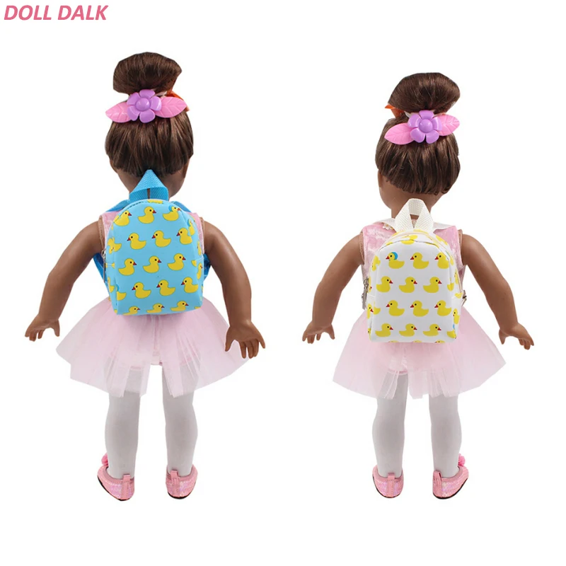 

DOLL TALK Doll Accessories 2 Colors Cute Backpack Schoolbag Little Yellow Duck Bag For 18 Inch Doll