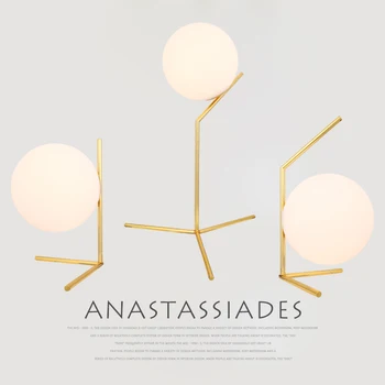 

Nordic style simple modern bedroom bedside lamp warm creative personality glass round table lamp E27 Bulb Indoor Lighting