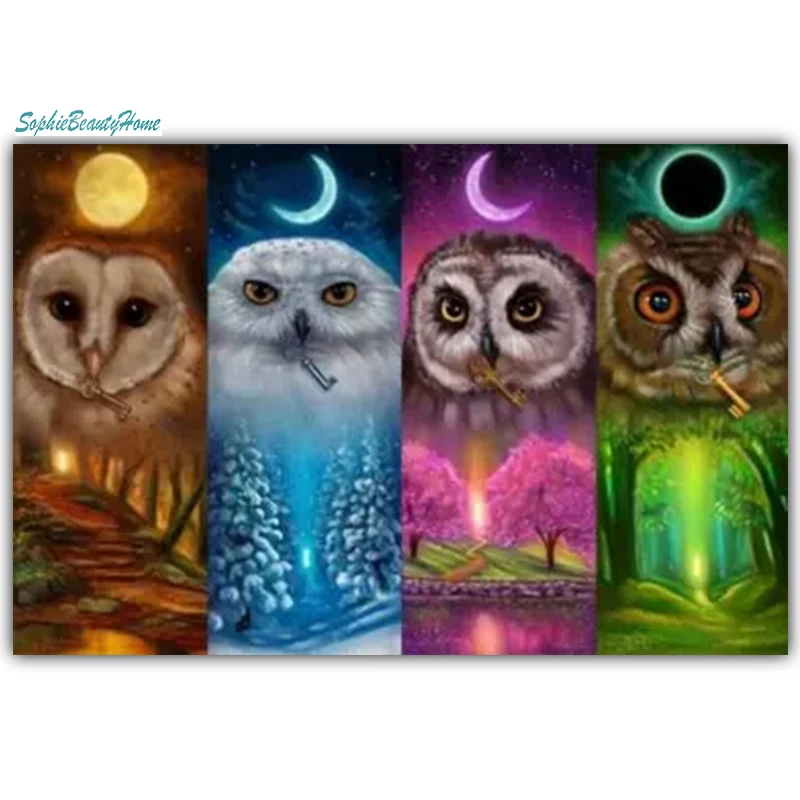 Sophie Beauty Home Алмазная краска Diy 5D Animal Seasons сова картина крестиком 3D вышивка из смолы