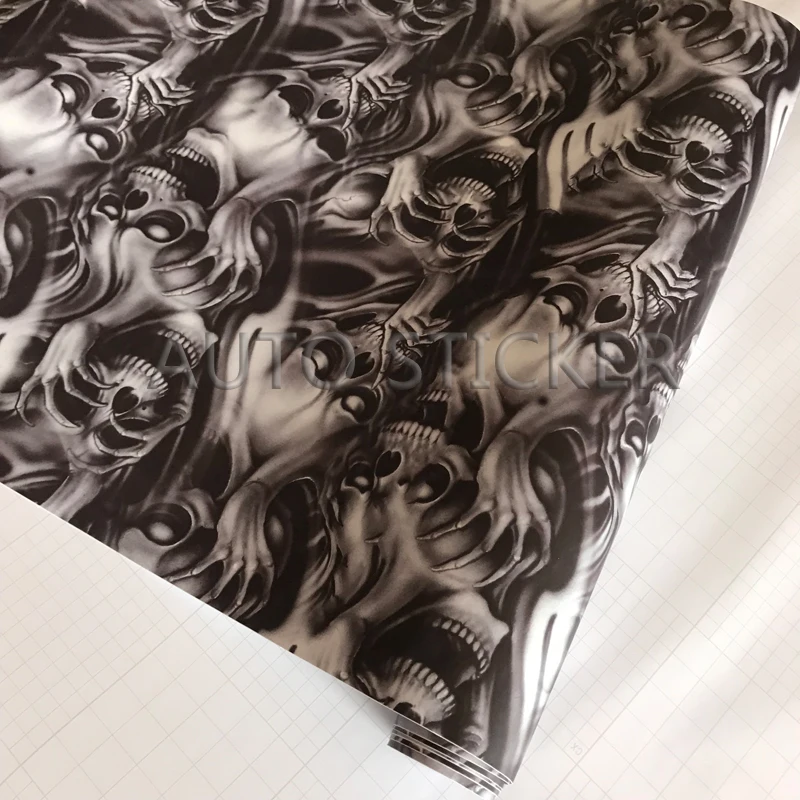 gray skull camo car wrap 6