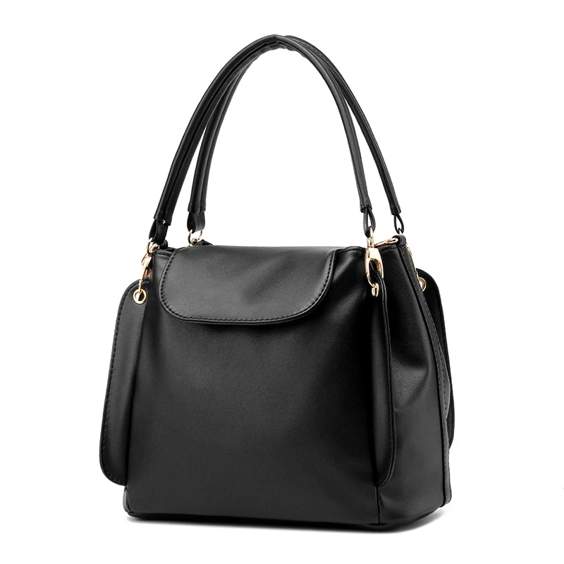 SMOOZA Горячие сумки Женская Повседневная Сумка-тоут женская сумка через плечо сумка-мессенджер высокое качество сумка из искусственной кожи трехярусная вместительная - Цвет: Черный