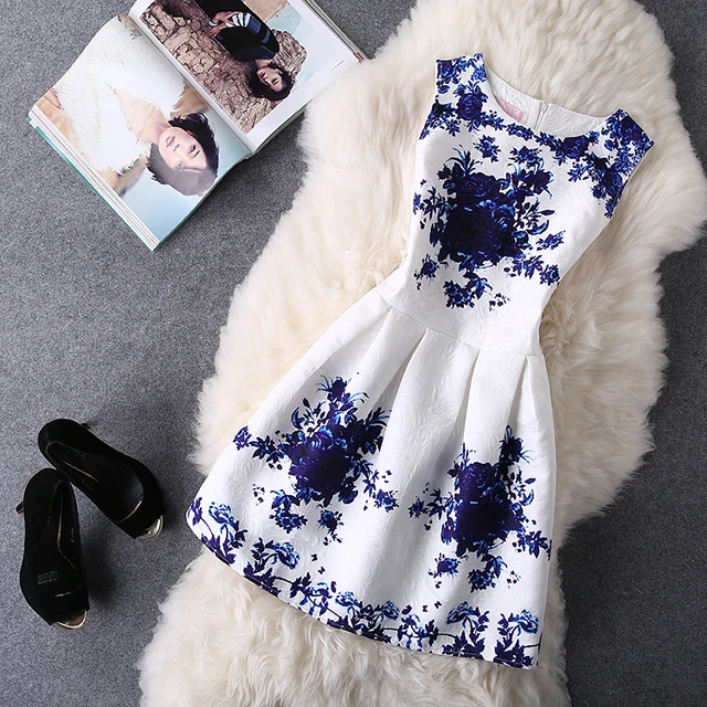 2018 Women Summer Bodycon Vest Dress Vintage Printed Sexy Party Vestido De Festa Female Clothing A Line Black Casual Dresses