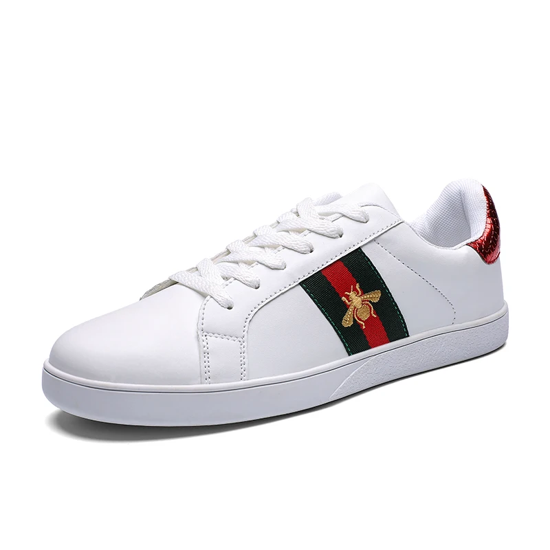 

2019 New Shoes Men Casual Leather Flat Shoes Lace-up Low Top Spring Autumn White Male Sneakers Casual Walking Appointment Shoes