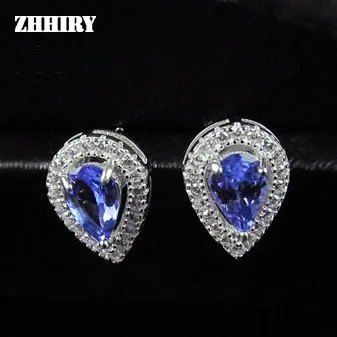 Женские серьги из танзанита ZHHIRY натурального серебра 925 пробы|gem earrings|tanzanite earrings925