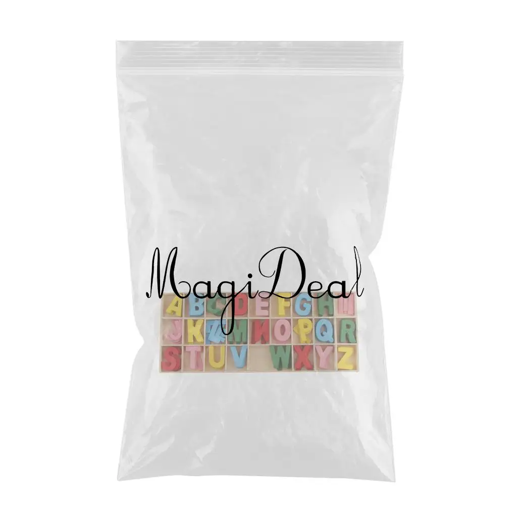156pcs Colorful Wooden Alphabet Letters Embellishments with Box for Kids Games Toys
