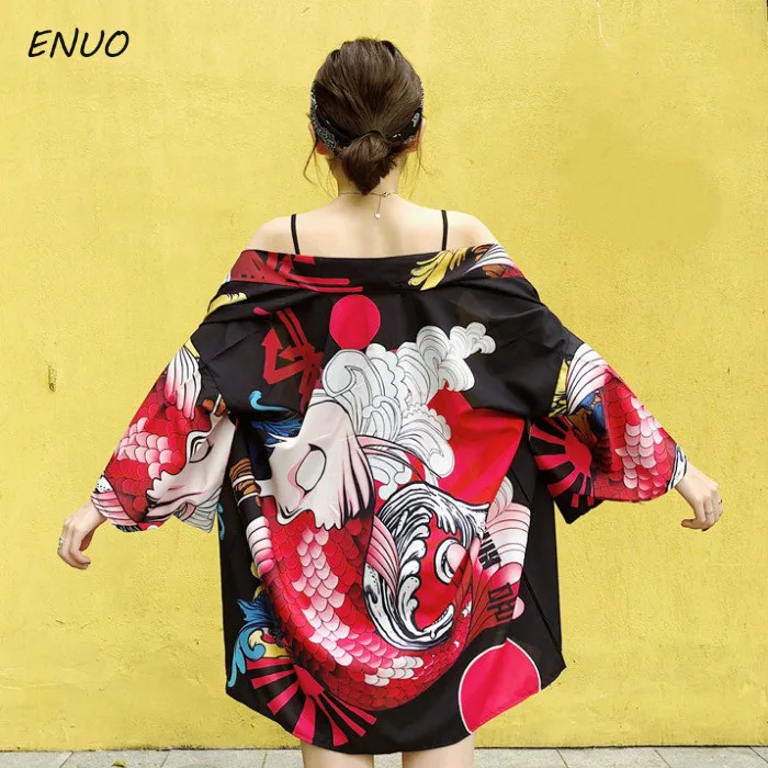 Традиционное японское кимоно Yukata мужской кардиган женский рукав летучая мышь