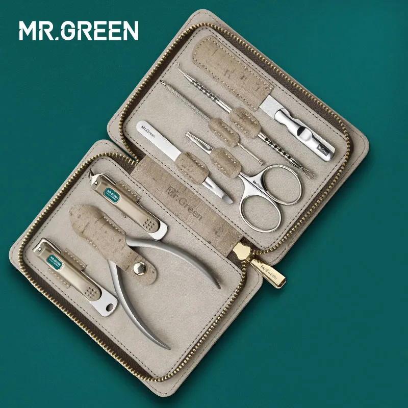 MR. GREEN 8 в одном набор для ухода за ногтями, набор для стрижки пальцев ног, набор ножниц из нержавеющей стали, резак для ногтей, ножницы, маникюрные инструменты