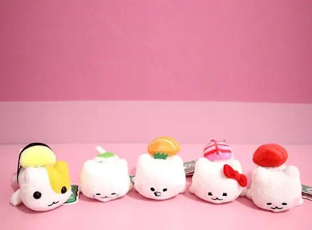 1 шт. Kawaii Плюшевые игрушки Аниме Sumikko gurashi мини плюшевые куклы суши кошка плюшевые подвески для детей подарок
