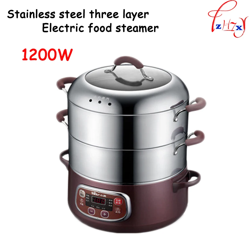 Image 220V Stainless steel three layer electric hot pot   pan   steamer table multi purpose electric hot pot Electric chafing dish