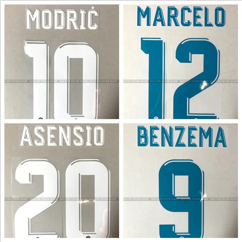 

1617 1718 RONALDO MODRIC RAMOS MORATA ASENSIO KROOS BENZEMA VARANE JEMES Custom Name Printing Font, Hot stamping Patches Badges