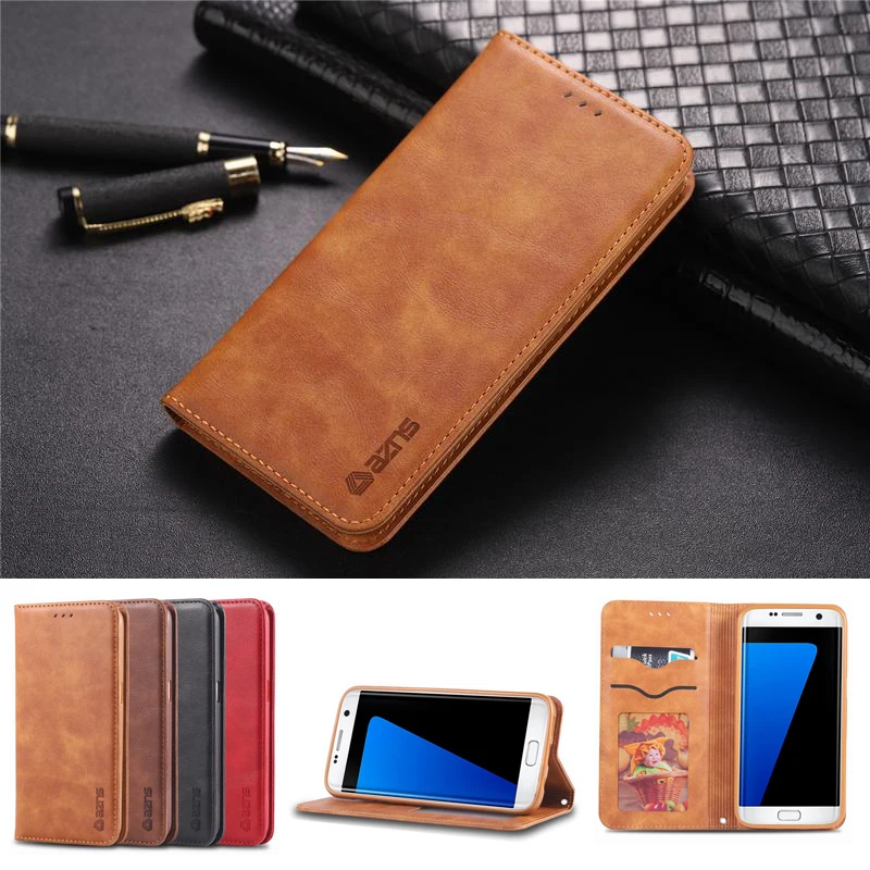 

Cases For Samsung Galaxy S7 Edge Case Cover Luxury Matte Magnetic Flip Plain Vintage Leather Phone Bags For SAMSUNG S7edge Coque