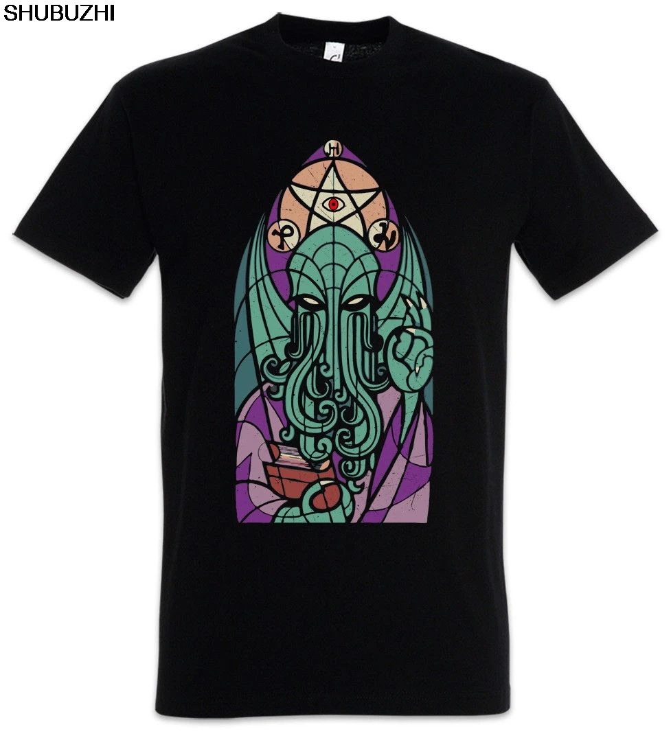 

CHURCH OF CTHULHU T-SHIRT Miskatonic Lovecraft Arkham Dunwich Kathedrale Kirch Men T Shirt Cotton Print Shirts sbz4368