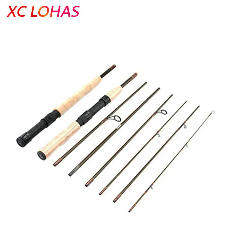

Travel Fishing Tackle 2 Handles Convertible Carbon Fiber Fly Fishing Rod 7 Sections Ultralight Spinning Fishing Rod