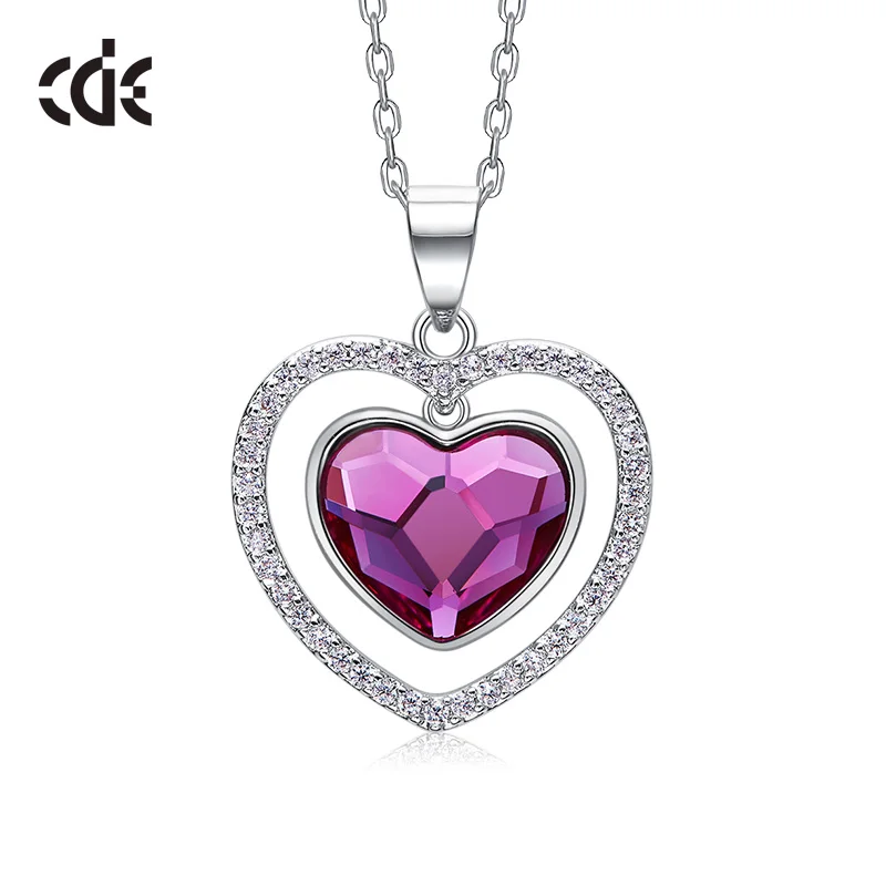 

CDE 925 Sterling Silver Necklace Embellished With Crystals from Swarovski Women Pendants Luxury Heart Jewelry Romantic Gift