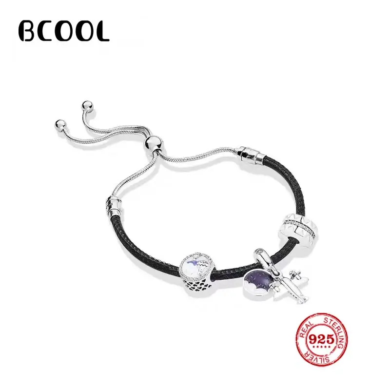 

DIY Jewelry Female Charm Fashion Silver 925 Original Bracelet, Adjustable Aircraft Balloon Charm Bracelet Jewelry Gift for Women