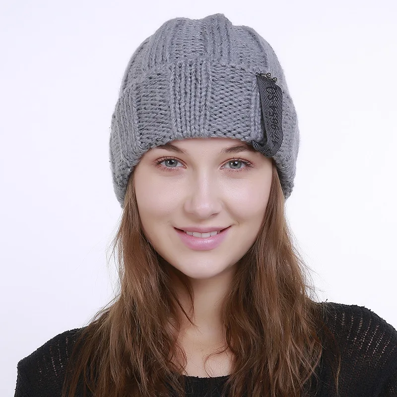 Soft knit beanie New Pattern Eyelet Fashion Wool Hats Woman European