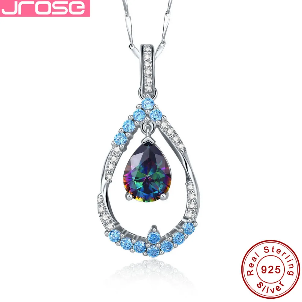 

Hot Jrose colorful popular water drop jewelry, 925 Sterling Silver Necklace, pendant, engagement, wedding gift women for Pendant